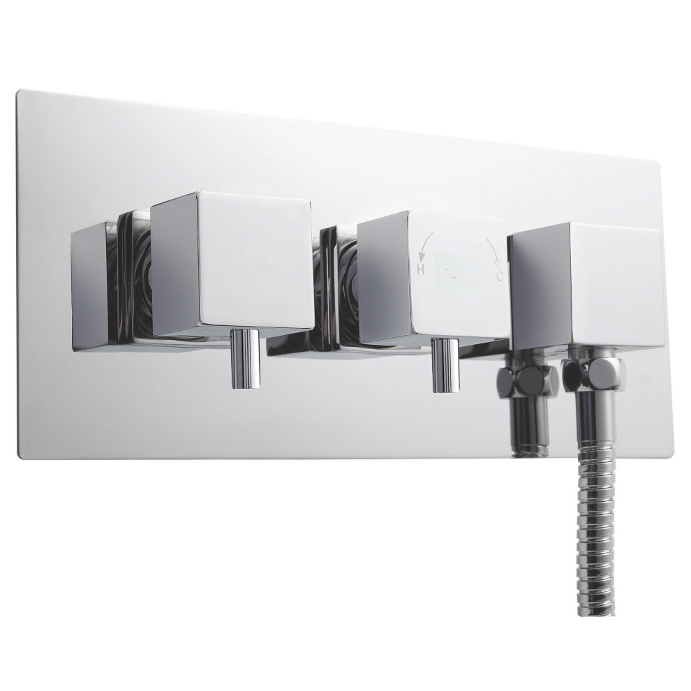 Square Concealed Twin Thermostatic Shower Valve With Diverter (1 Outlet) - Chrome - Balterley