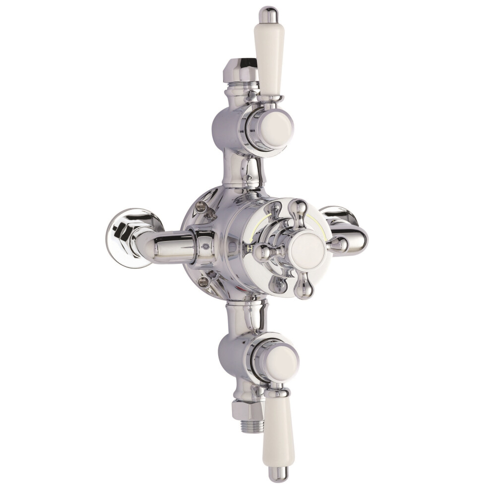 Traditional Exposed Triple Thermostatic Shower Valve (2 Outlets) - Chrome - Balterley