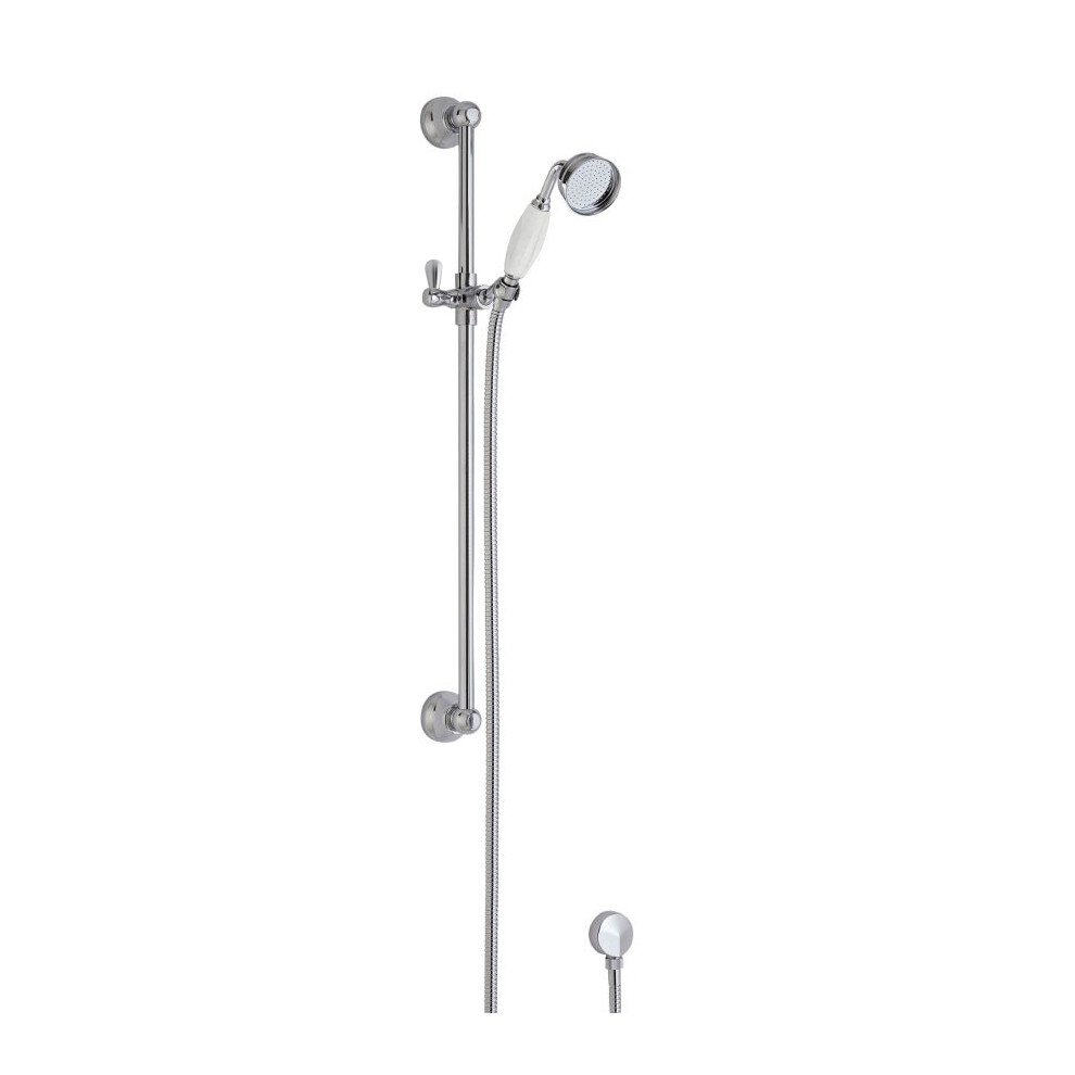 Traditional Slide Rail Shower Kit with Outlet Elbow - Chrome/White