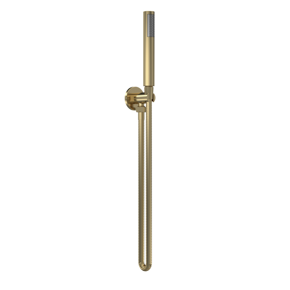 Round Outlet Elbow, Parking Bracket & Shower Handset - Brushed Brass