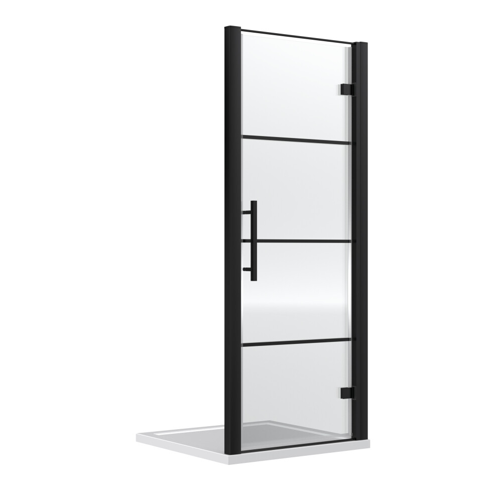 Balterley Sonic 8Mm Toughened Safety Glass Hinged Shower Door, 800Mm Black