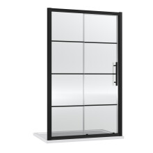 Sonic 8mm Toughened Safety Glass Single Sliding Shower Door, Black, 1200mm - Balterley