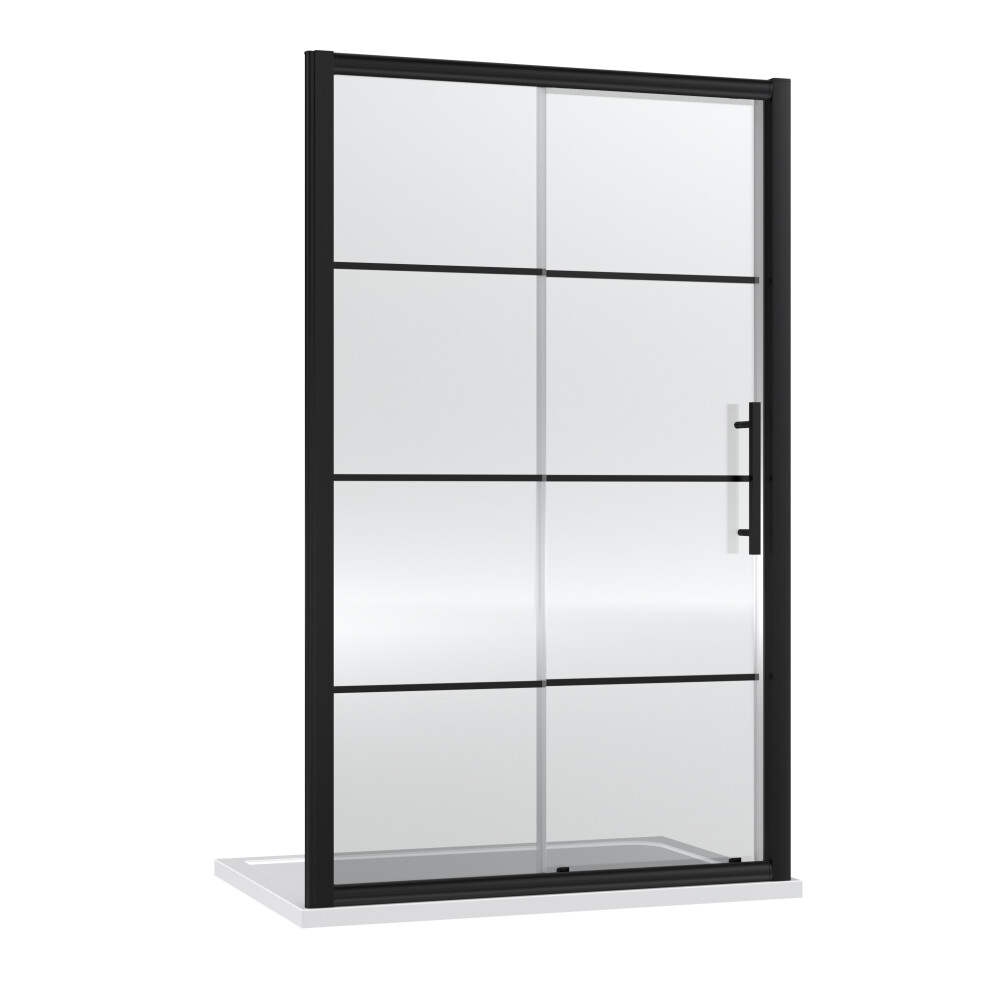Sonic 8mm Toughened Safety Glass Single Sliding Shower Door, Black, 1200mm - Balterley
