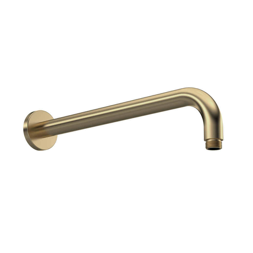 Round Wall Mount Shower Arm - 345mm - Brushed Brass