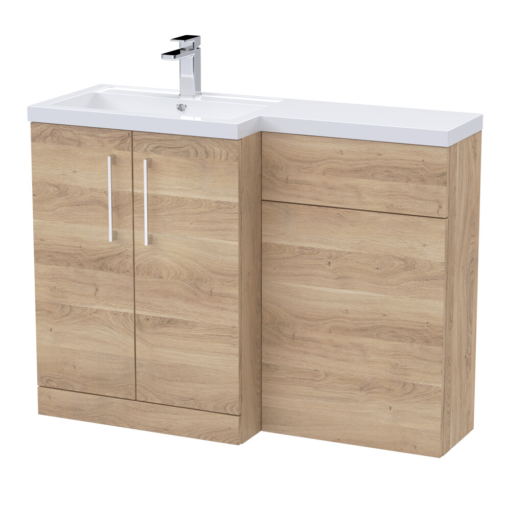Balterley Level Furniture Combination Vanity Basin And Wc Unit Left Hand - 1100Mm X 390Mm - Bleached Cuneo Oak