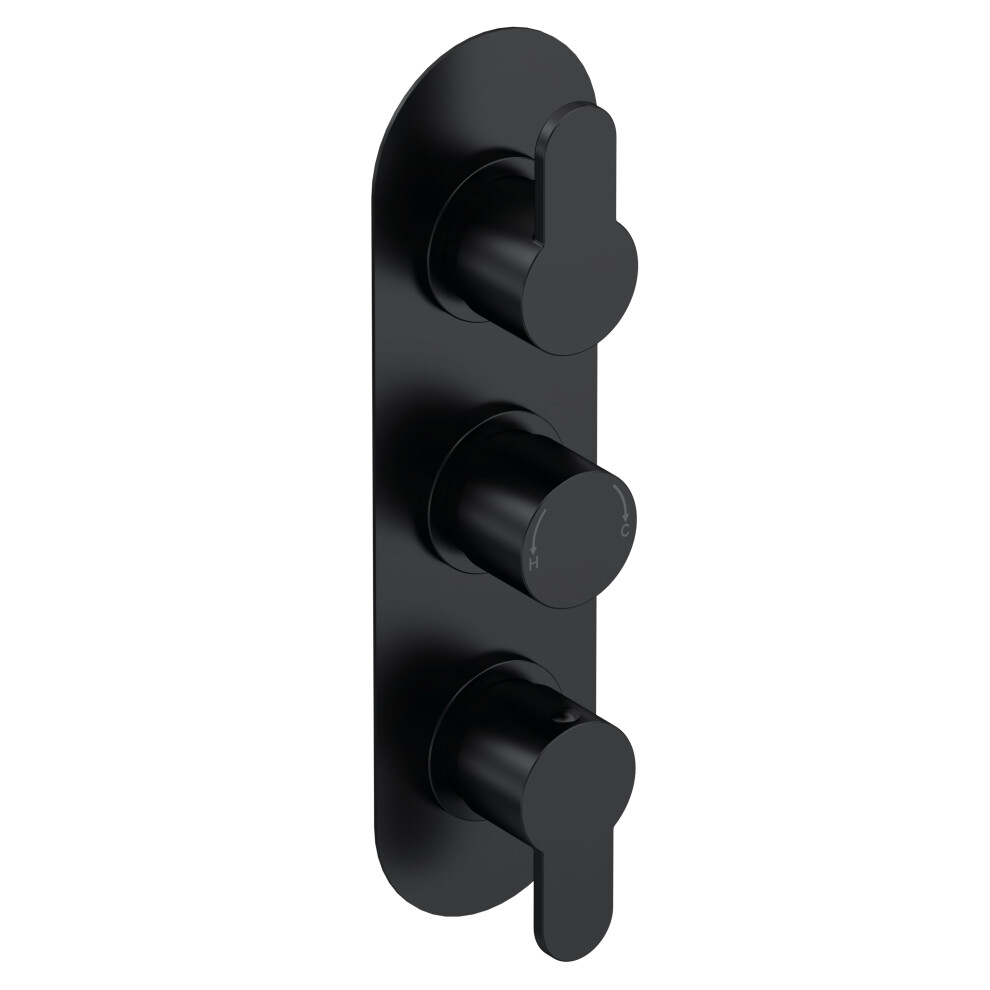 Balterley Pride Contemporary Bathroom Concealed Round Triple Thermostatic Shower Valve, 280Mm, Matt Black