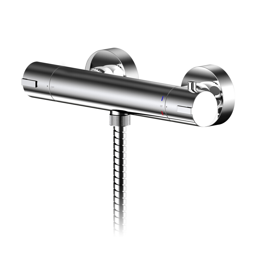 Pride Contemporary Bathroom Round Thermostatic Bar Valve, 55mm x 275mm, Chrome - Balterley