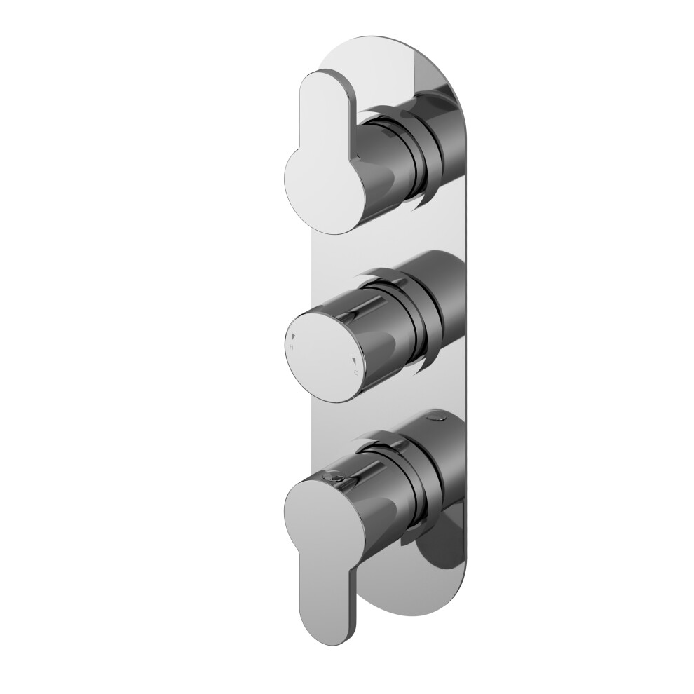 Pride Round Concealed Thermostatic Triple Shower Valve with Diverter (3 Outlets) - Chrome - Balterley