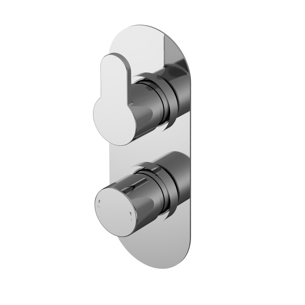 Round Concealed Thermostatic Twin Shower Valve (1 Outlet) - Chrome