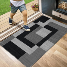 (60 X 110 cm, Milo Black Grey) Luxury Printed Rugs Large Runner Rug & Door Mats