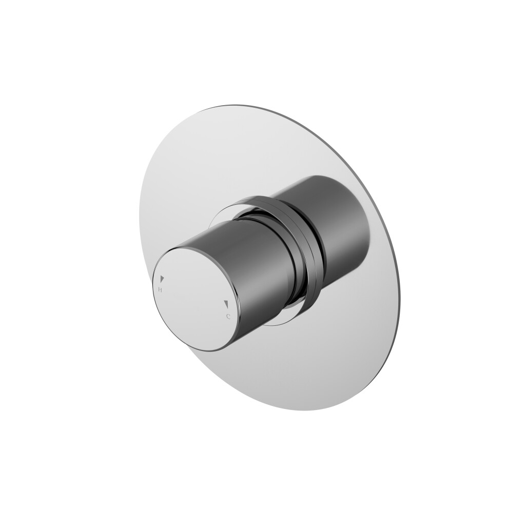 Current Contemporary Bathroom Round Concealed Thermostatic Temperature Control Valve, 125mm, Chrome - Balterley