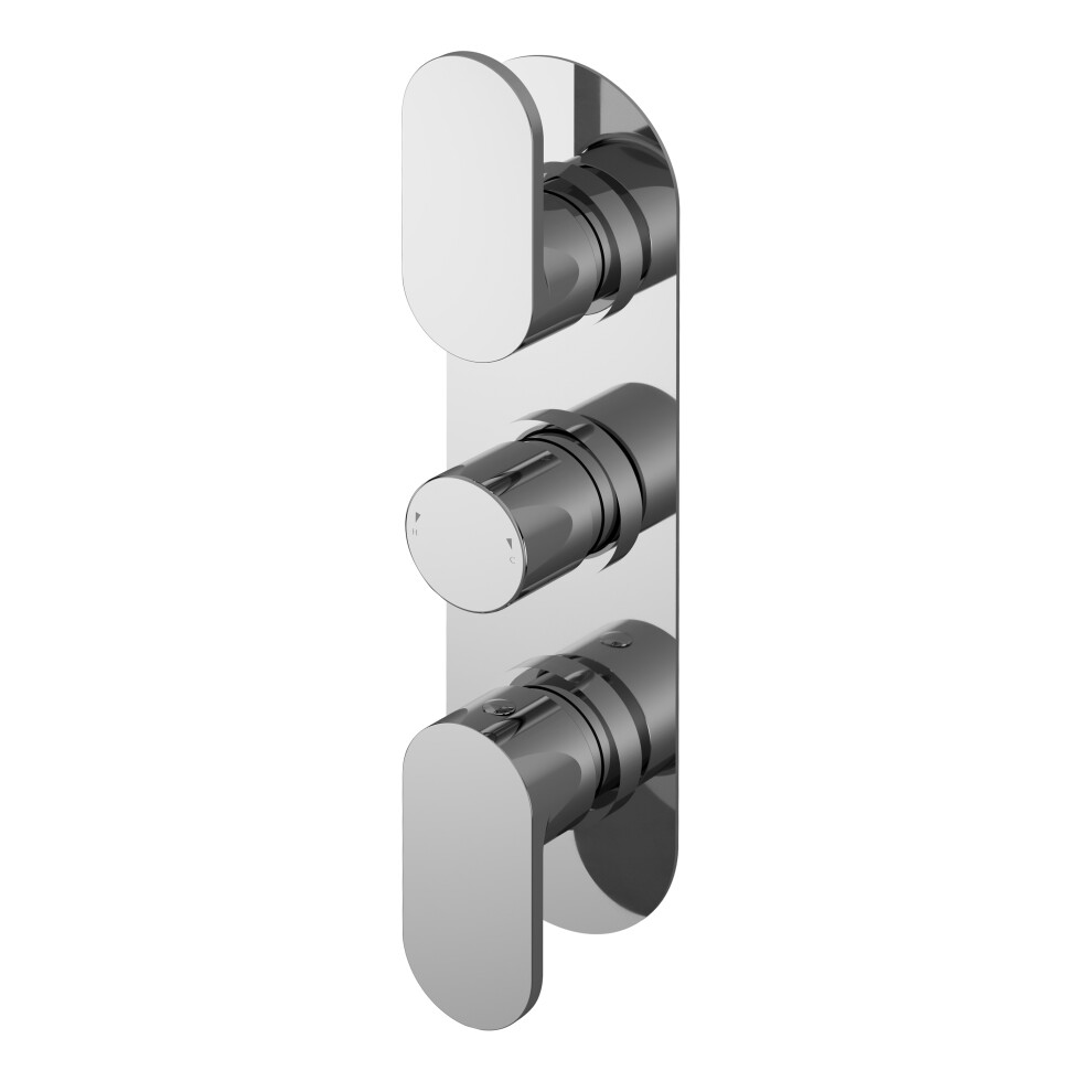 Current Contemporary Bathroom Round Triple Concealed Thermostatic Shower Valve, 280mm, Chrome - Balterley