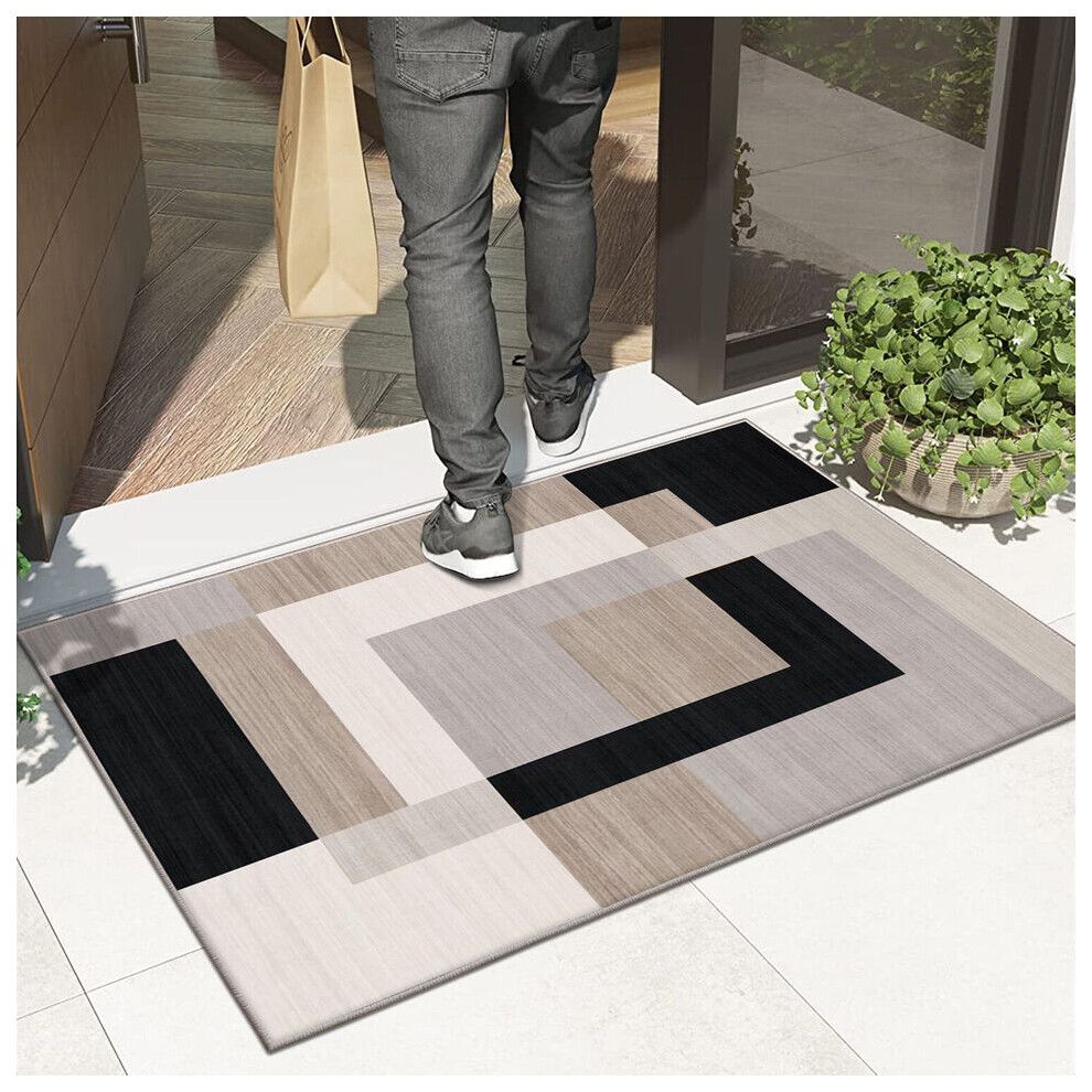(60 X 110 cm, Milo Neutral) Luxury Printed Rugs Large Runner Rug & Door Mats