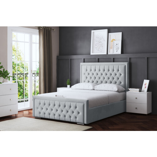 DS Living (Double, Silver) Allegra Upholstered Bed
