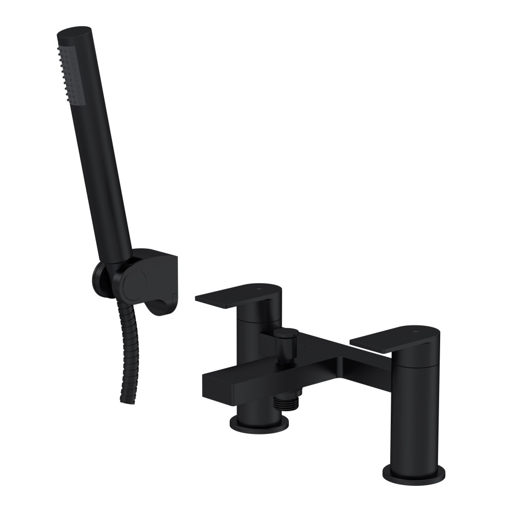 Contemporary Bath Shower Mixer Tap With Shower Kit - Matt Black - Balterley 5056678476147
