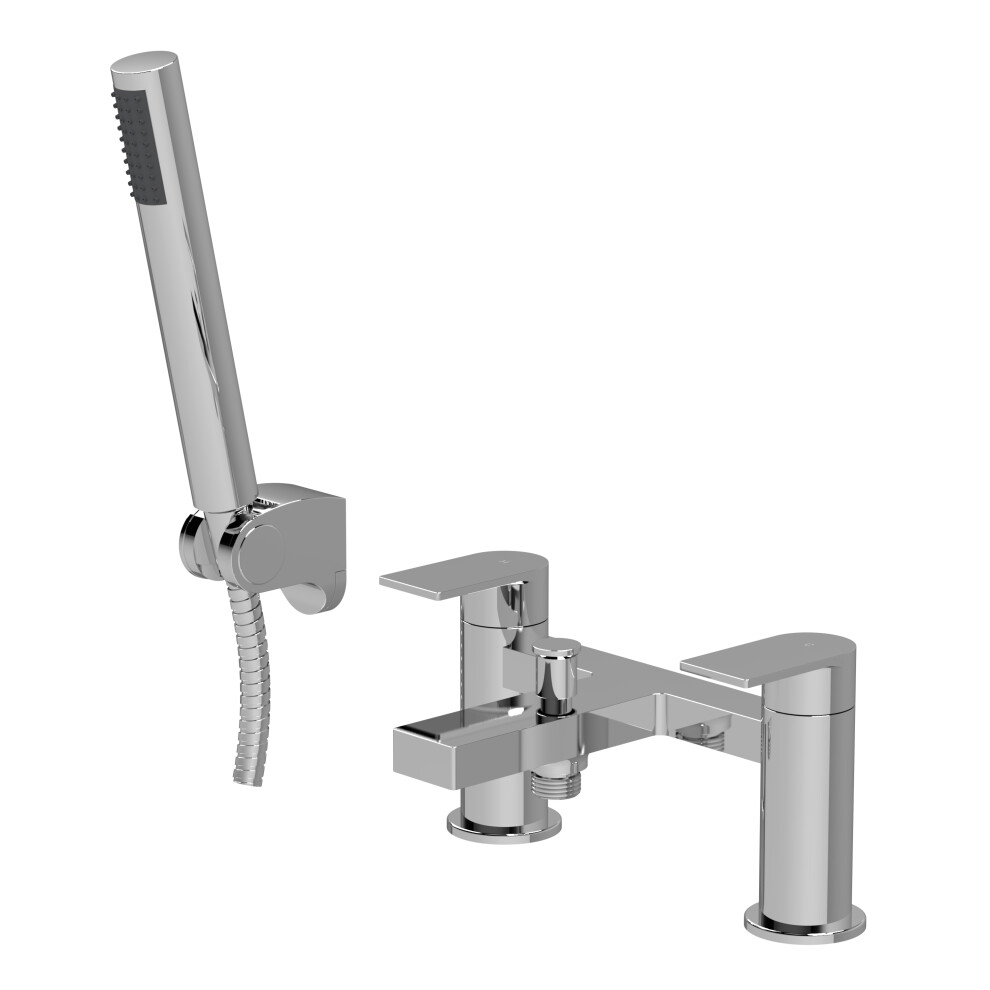 Contemporary Bath Shower Mixer Tap with Shower Kit - Chrome - Balterley