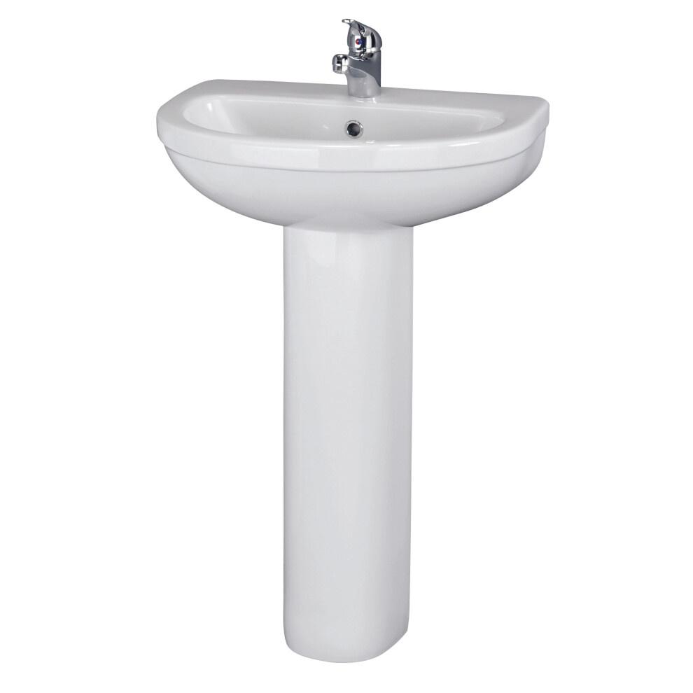 Round 1 Tap Hole Basin & Full Pedestal - 550Mm 5056211840534