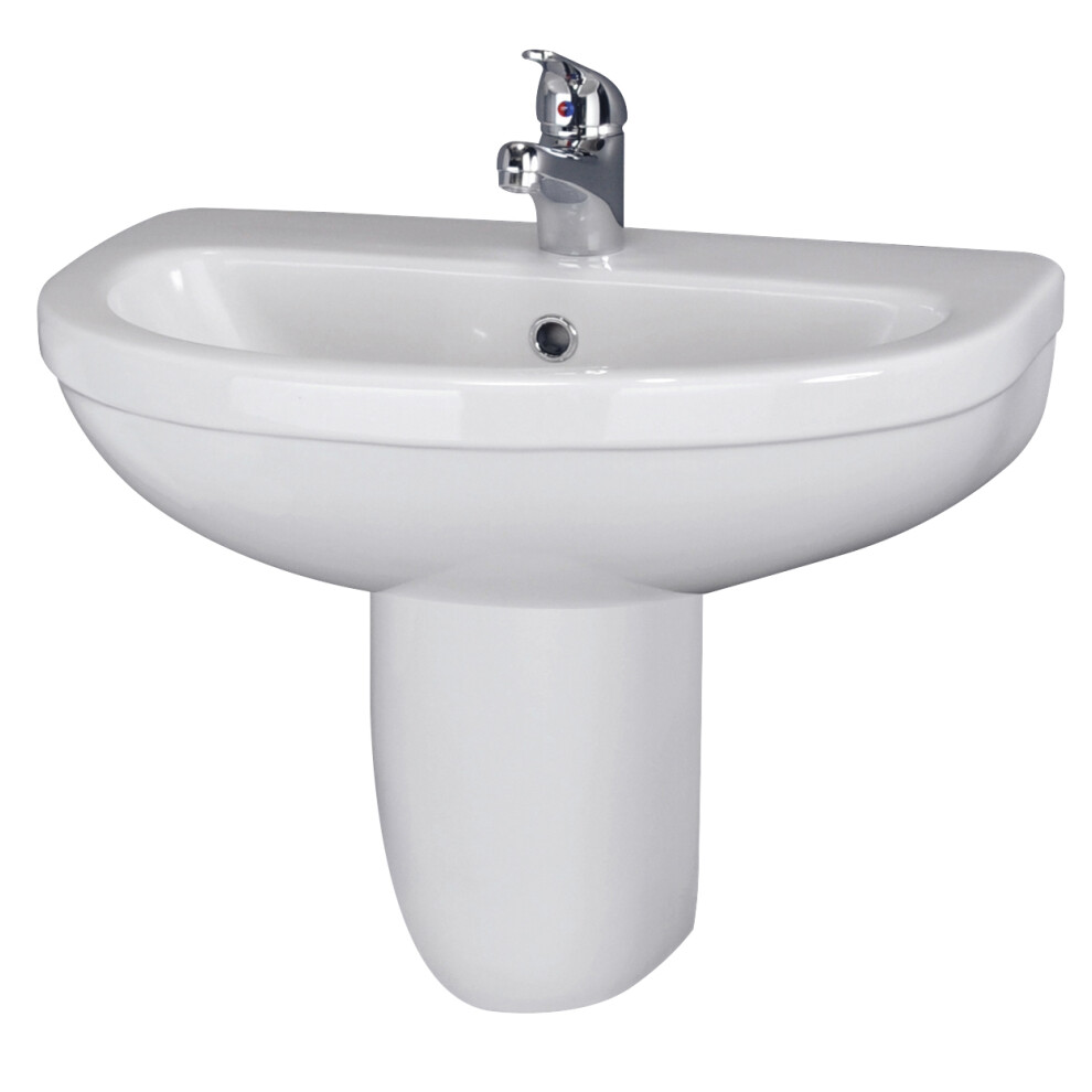 Balterley Round 1 Tap Hole Basin & Semi Pedestal - 550Mm