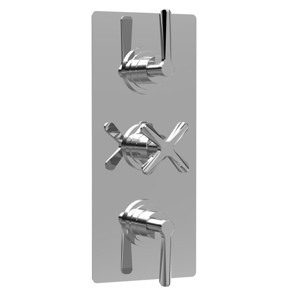 Connect Triple Concealed Crosshead Thermostatic Shower Valve with Diverter (3 Outlets) - Chrome - Balterley