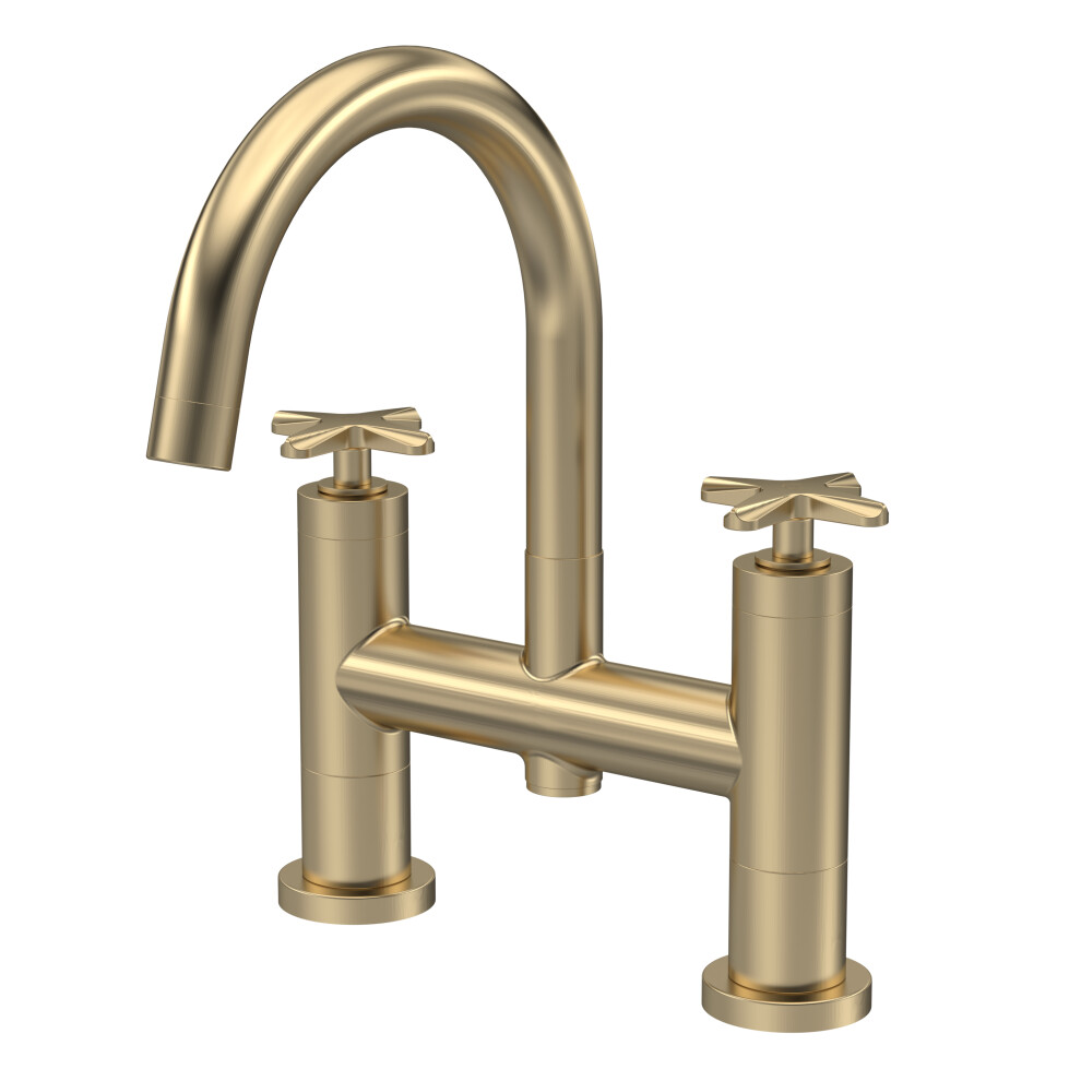 Balterley Connect Bath Filler Tap With Crosshead Handles - Brushed Brass