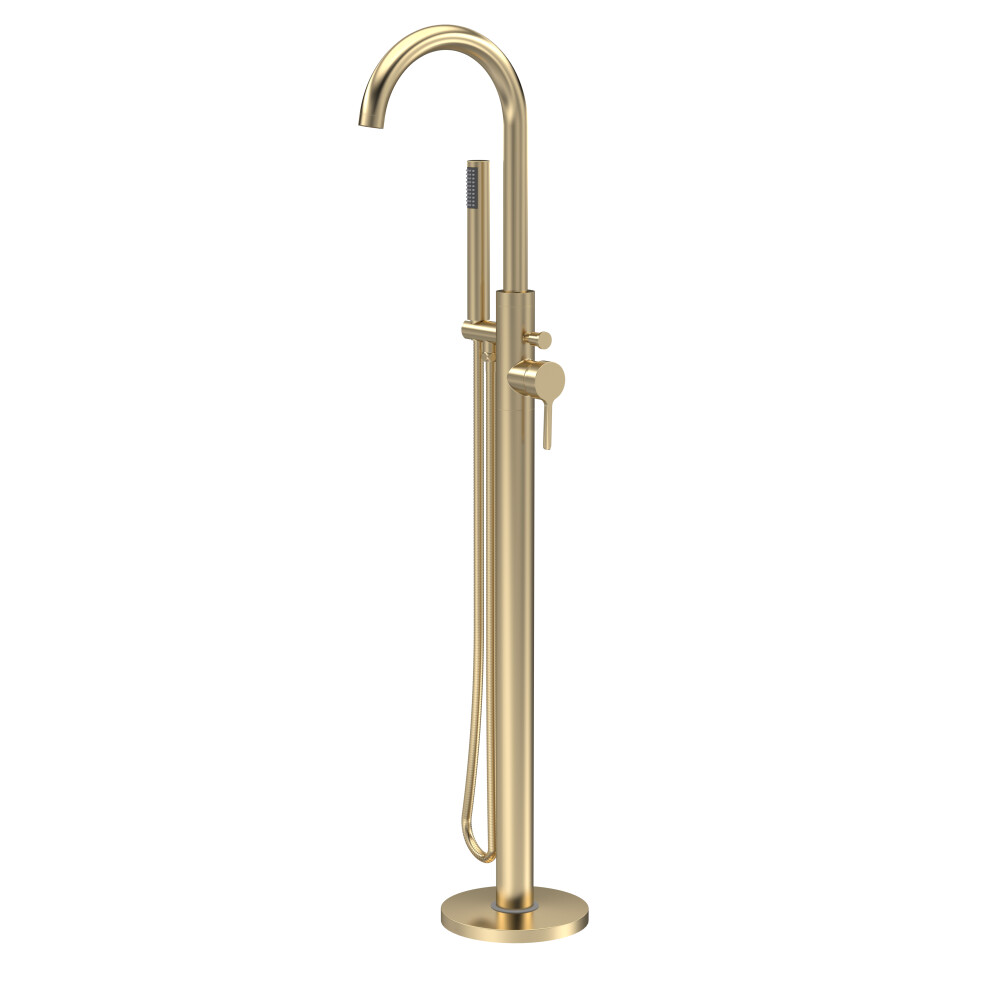 Balterley Connect Floor Standing Bath Shower Mixer Tap With Shower Kit - Brushed Brass
