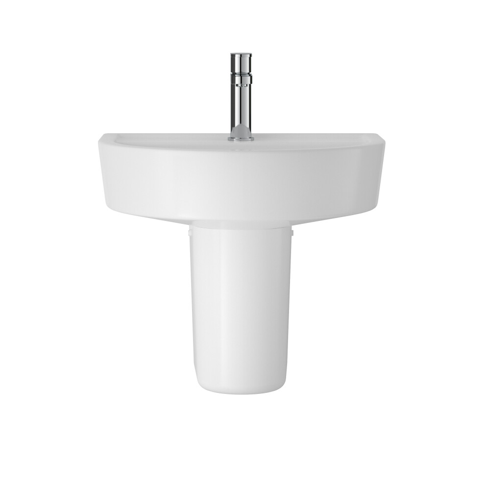 Balterley Mila Round Ceramic Basin And Semi Pedestal, 520Mm