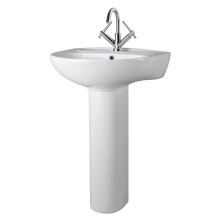 Round Ceramic 1 Tap Hole Basin & Full Pedestal - 550mm