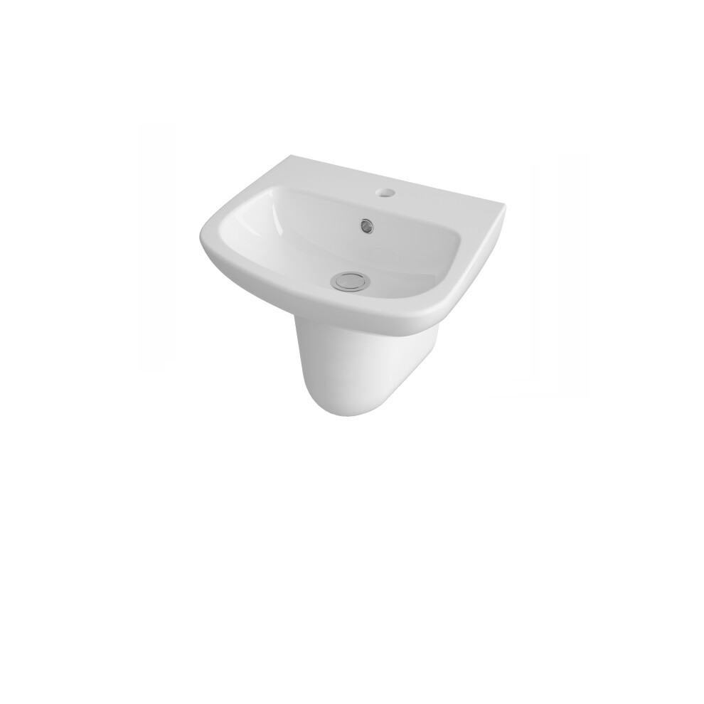 1 Tap Hole Ceramic Basin & Semi Pedestal - 450mm