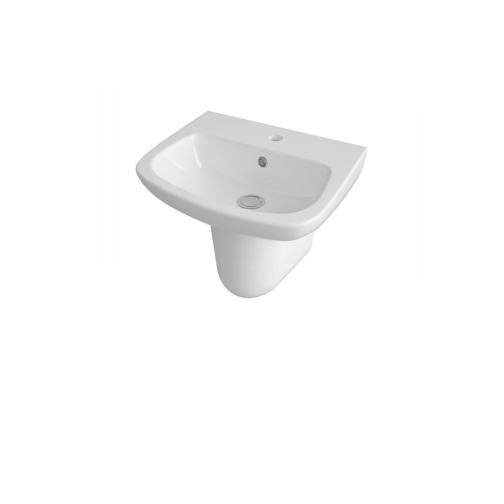 1 Tap Hole Ceramic Basin & Semi Pedestal - 500mm