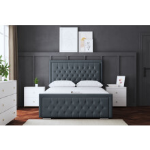 (King, Steel) Allegra Upholstered Bed