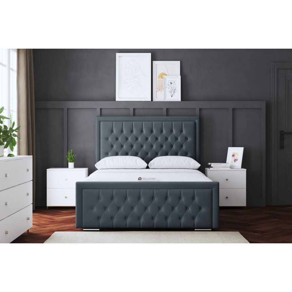 (King, Steel) Allegra Upholstered Bed