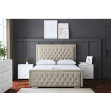 (King, Cream) Allegra Upholstered Bed