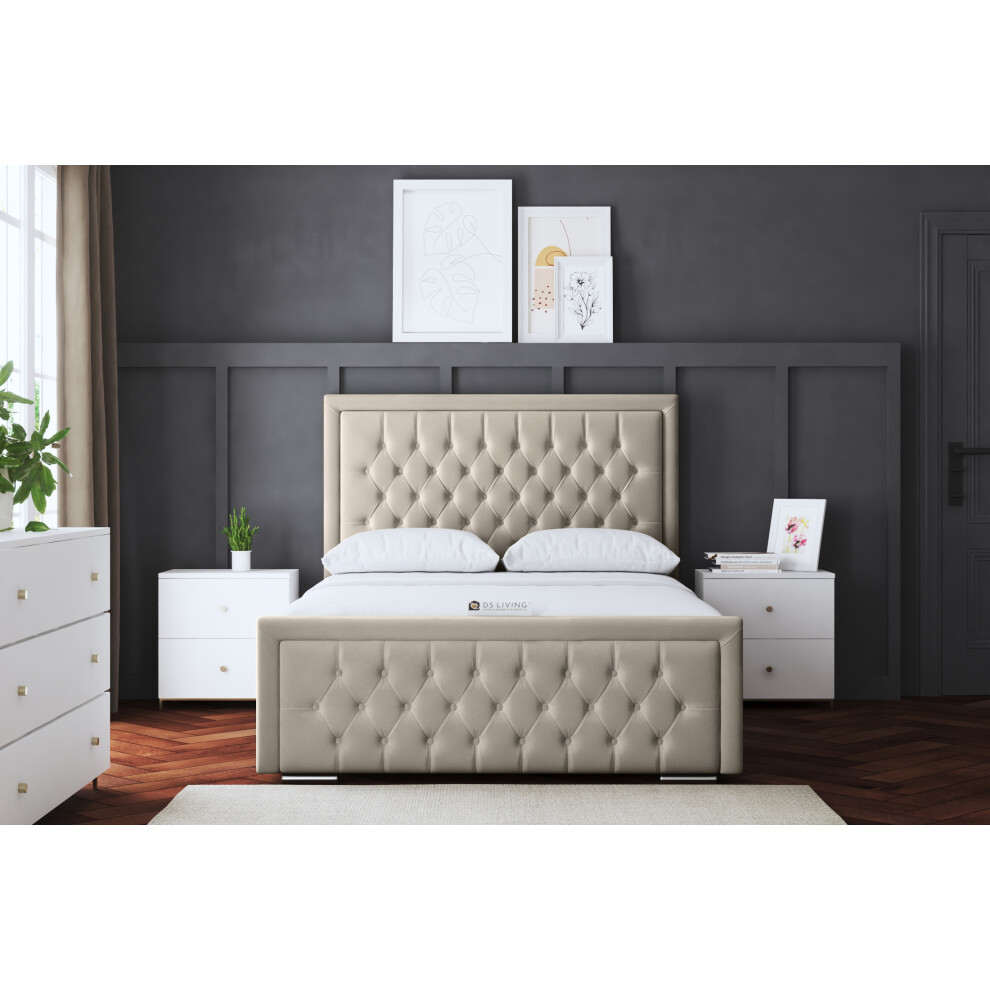 (King, Cream) Allegra Upholstered Bed