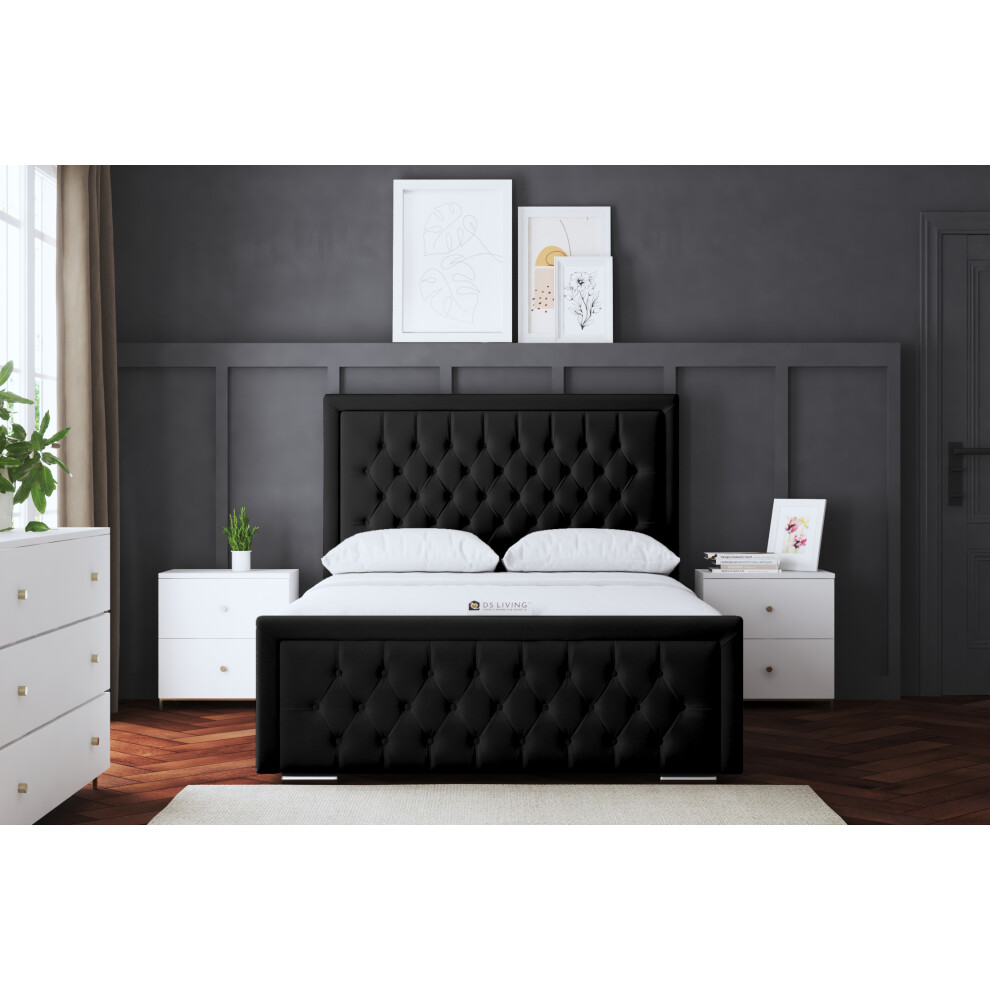 (King, Black) Allegra Upholstered Bed