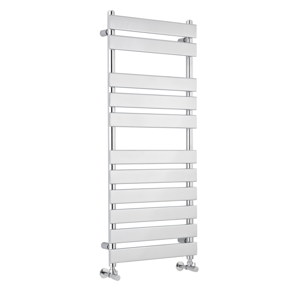 Heated Towel Rail with 11 Flat Panels - 1058 BTU - 1200mm x 500mm - Chrome