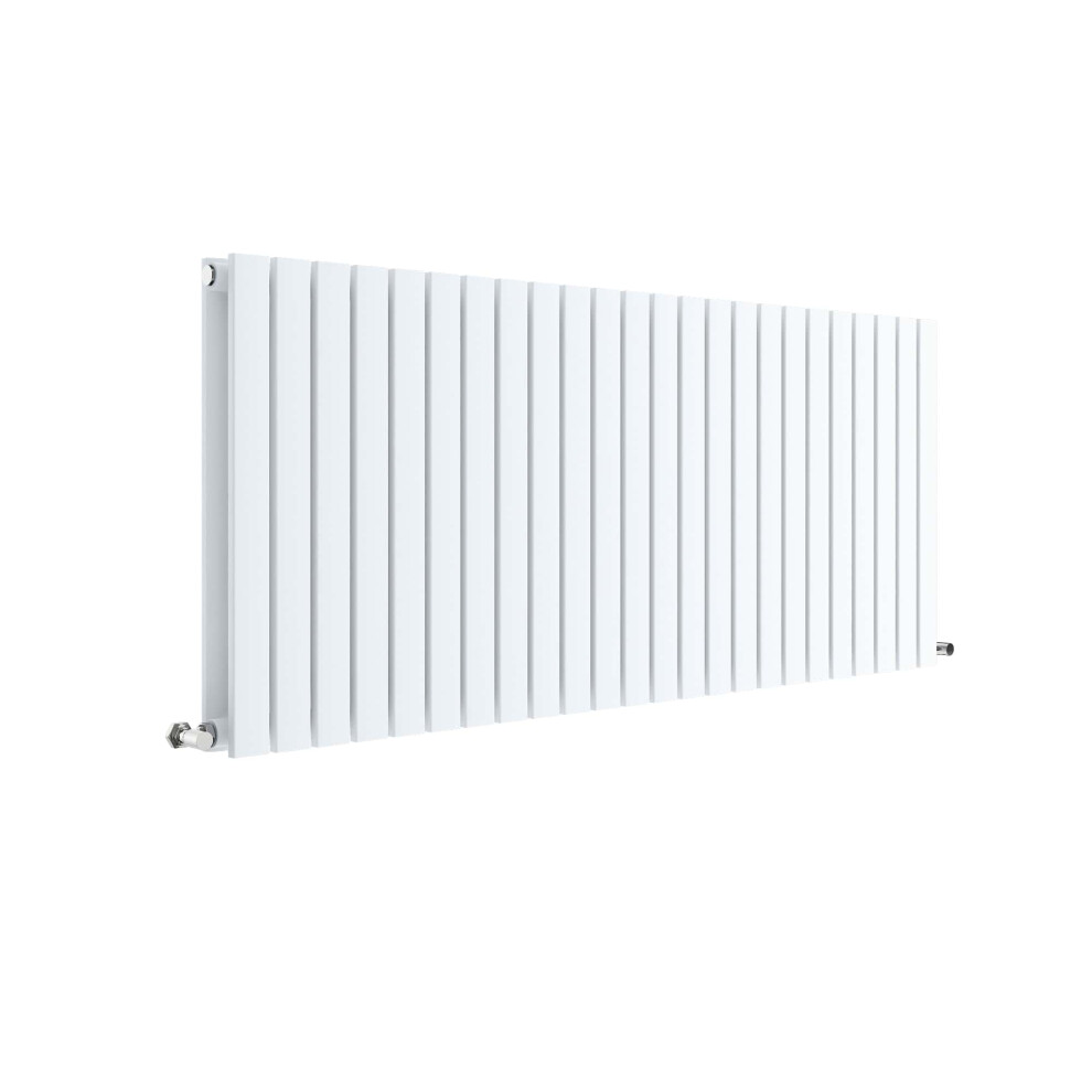 Square Horizontal Double Panel Radiator - 600Mm X 1398Mm - 4968 Btu - Satin White 5056462694184