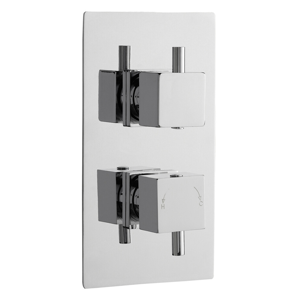 Square Concealed Twin Thermostatic Shower Valve (1 Outlet) - Chrome