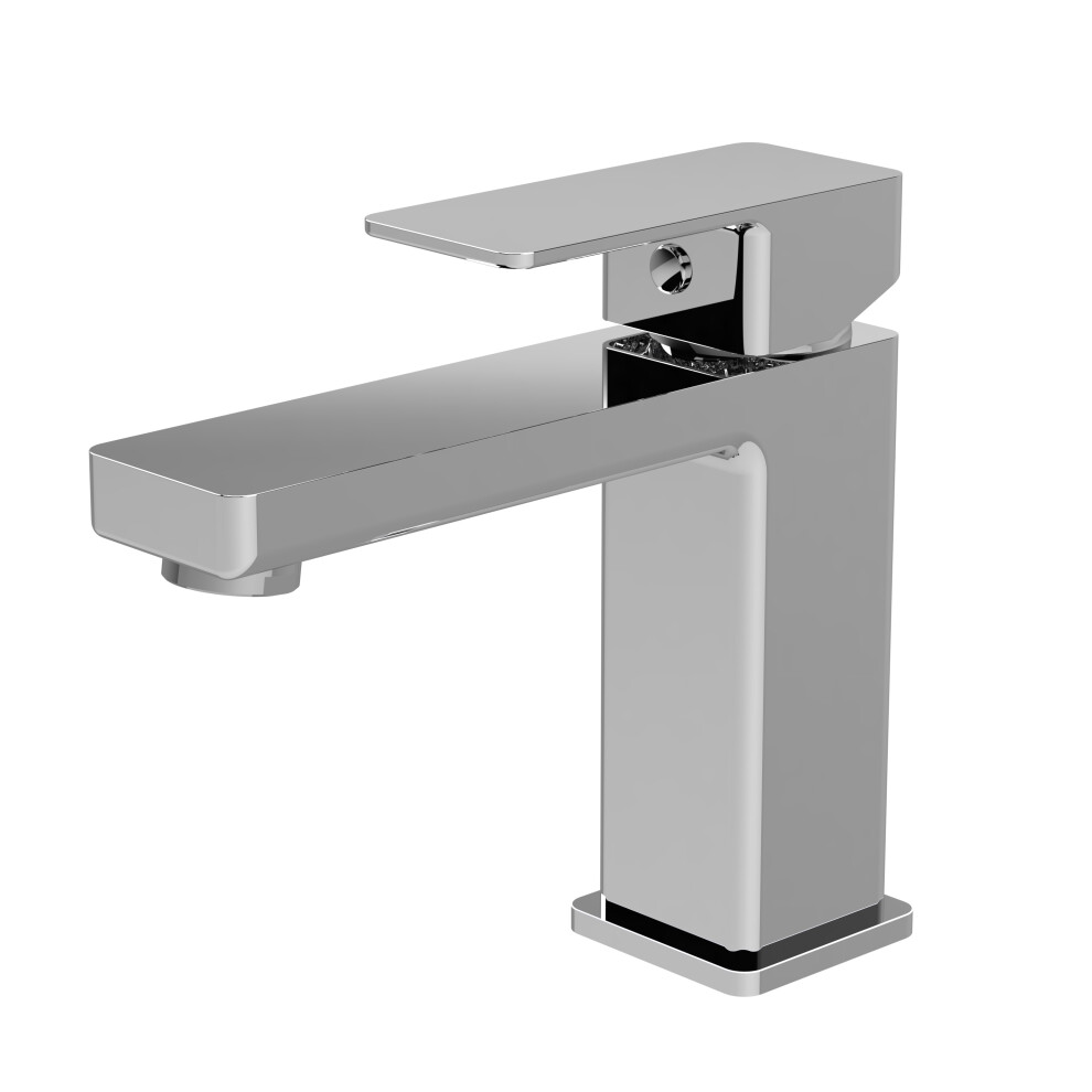 Square Mono Basin Mixer Tap & Push Button Waste - Chrome - Balterley