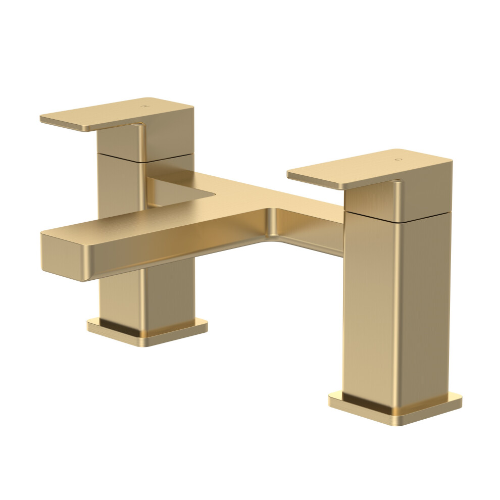 Balterley Square Deck Mounted Bath Filler Tap - Brushed Brass