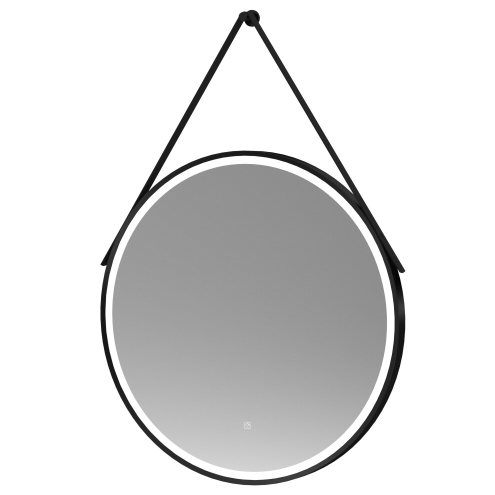 Balterley Round Led Illuminated Touch Sensor Framed Mirror With Demister & Strap, 800Mm - Black