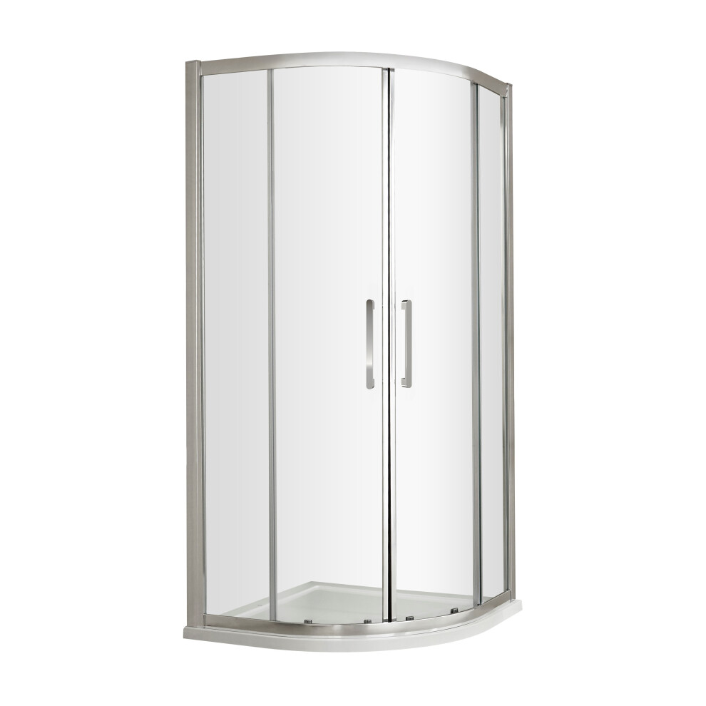 Sonic 8mm Toughened Safety Glass Shower Quadrant & Bar Handle, Chrome - 800mm - Balterley