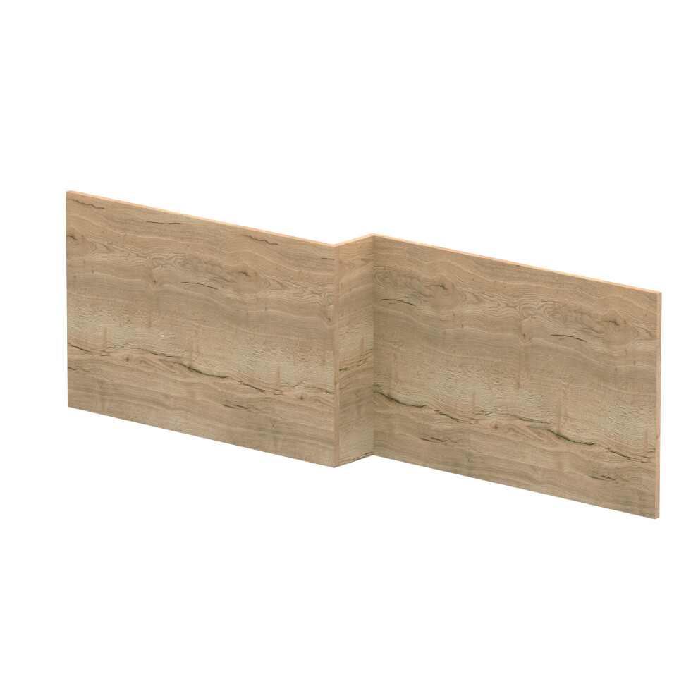 1700mm Edge/Power L Shape Square Front Bath Panel - Textured Woodgrain Autumn Oak