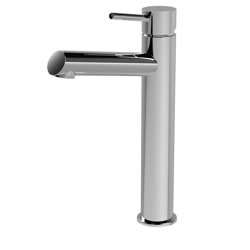 Minimalist Round Tall Mono Basin Mixer Tap - Chrome