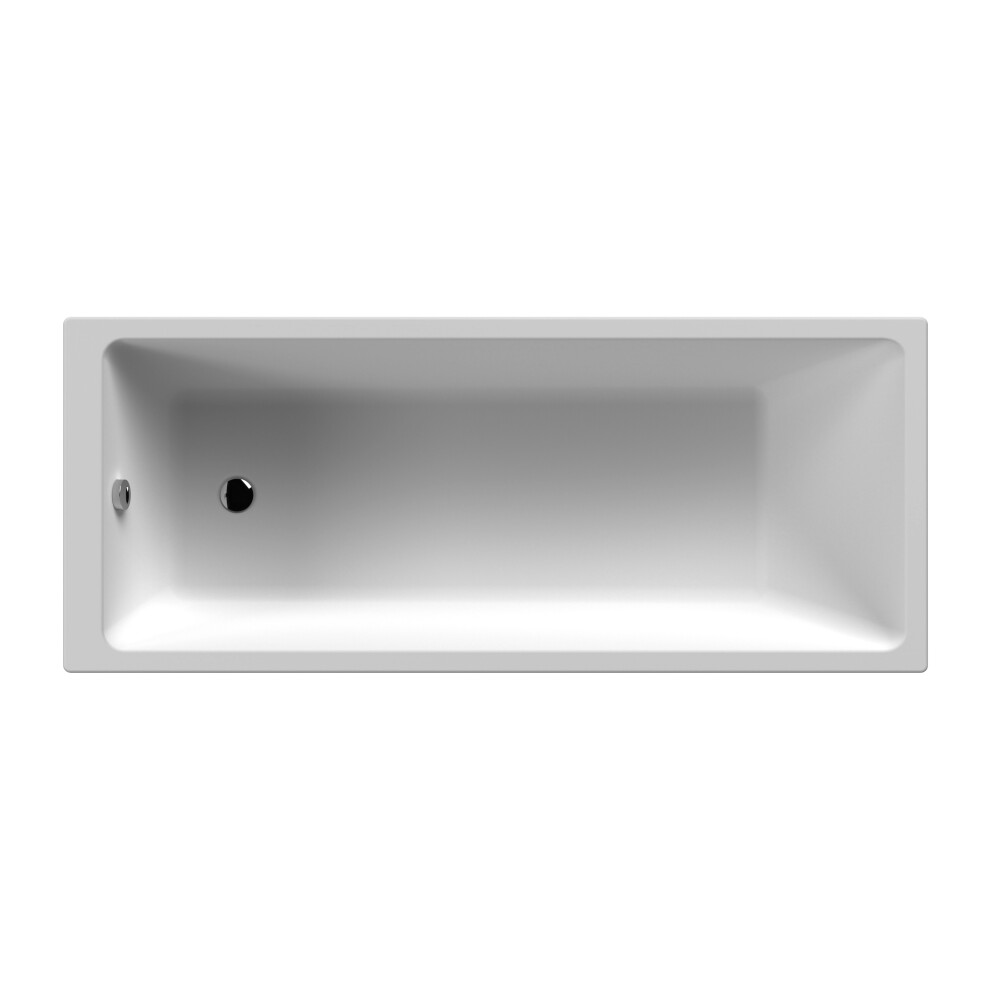 Balterley Square Thin Edge Single Ended Straight Shower Bath With Leg Set, 1700Mm X 700Mm