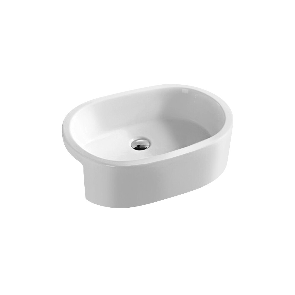 Oval Ceramics Semi Recessed 1 Tap Hole Basin (Tap Not Included), 580mm - Balterley