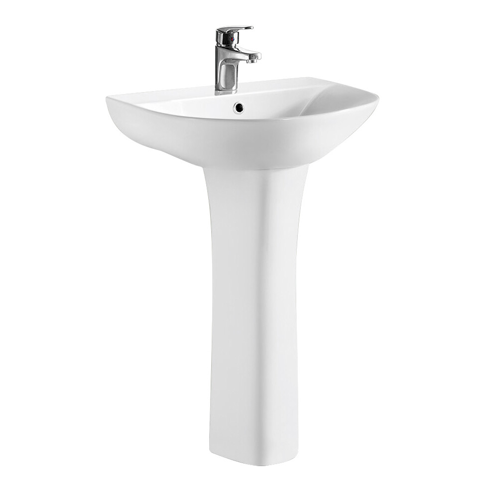 1 Tap Hole Round Ceramic Basin & Full Pedestal - 560mm