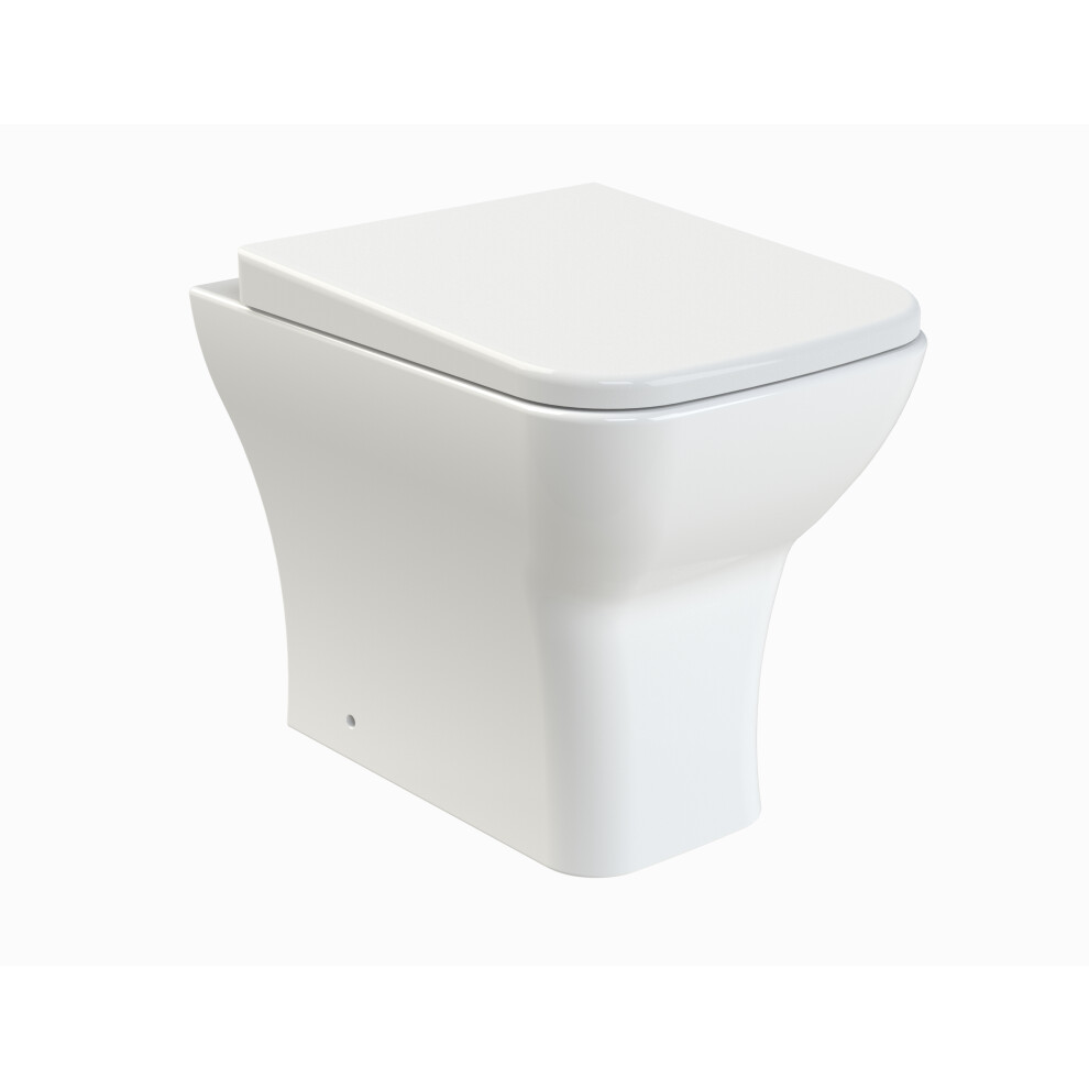 Back to Wall Toilet Pan & Soft Close Seat - 410mm x 365mm x 500mm