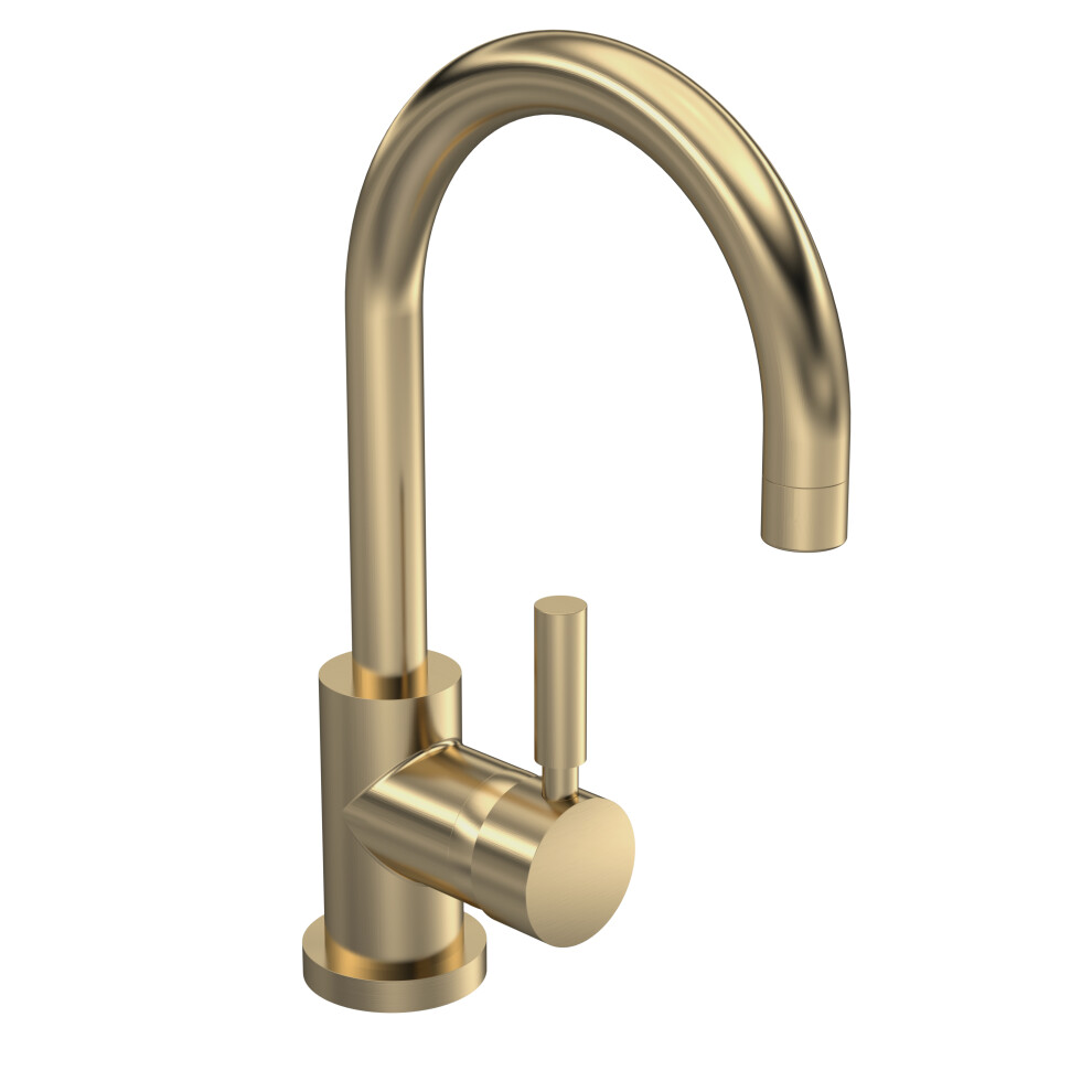 Contemporary Arch Round Tall Lever Mono Basin Mixer Tap (Waste Included) - Brushed Brass - Balterley-image-OPC-PF2ZSCY-NEW