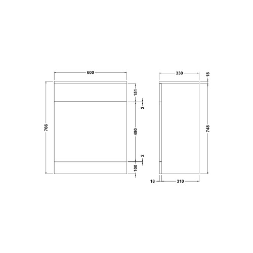 Balterley WC Unit   - 600mm - Gloss White 2