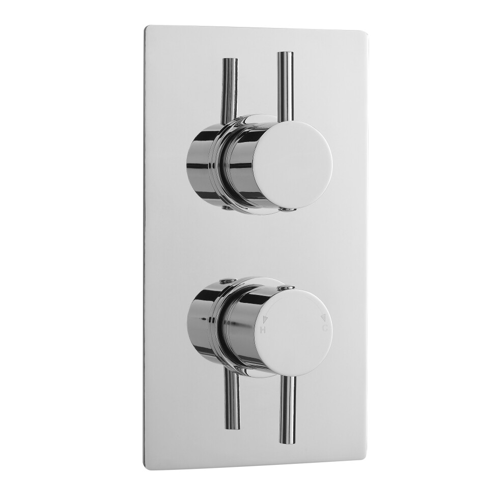 Round Concealed Twin Thermostatic Shower Valve (1 Outlet) - Chrome